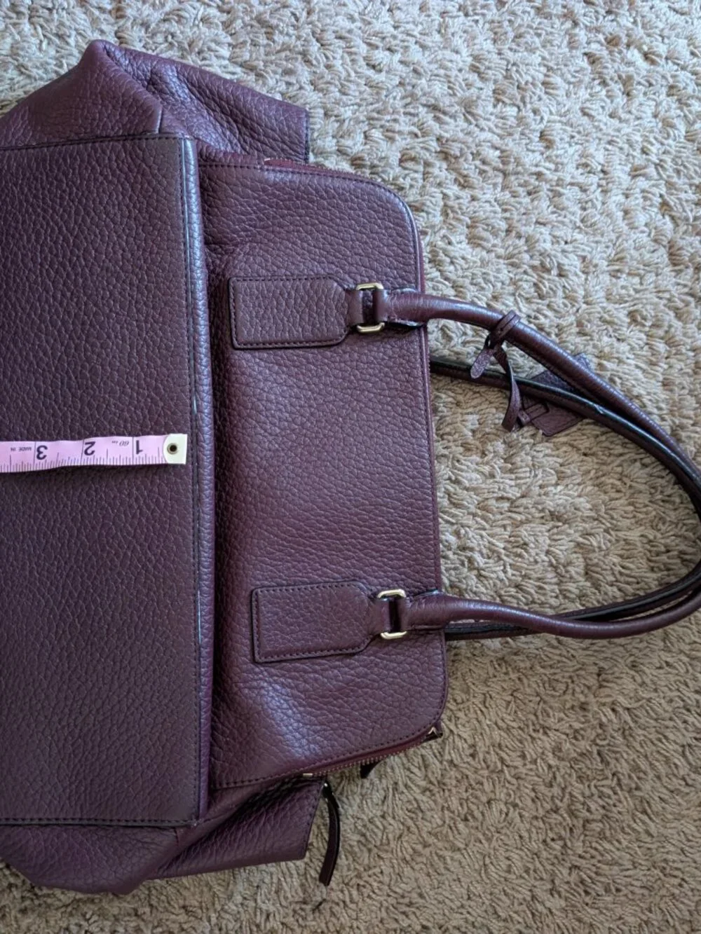 Kate Spade Bay Street Lydia Bag Satchel Burgundy Pebbled Leather